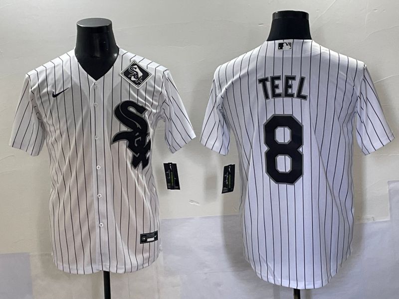 Men 2025 Chicago White Sox #8 Teel White Stripe Game Nike MLB Jersey style 3